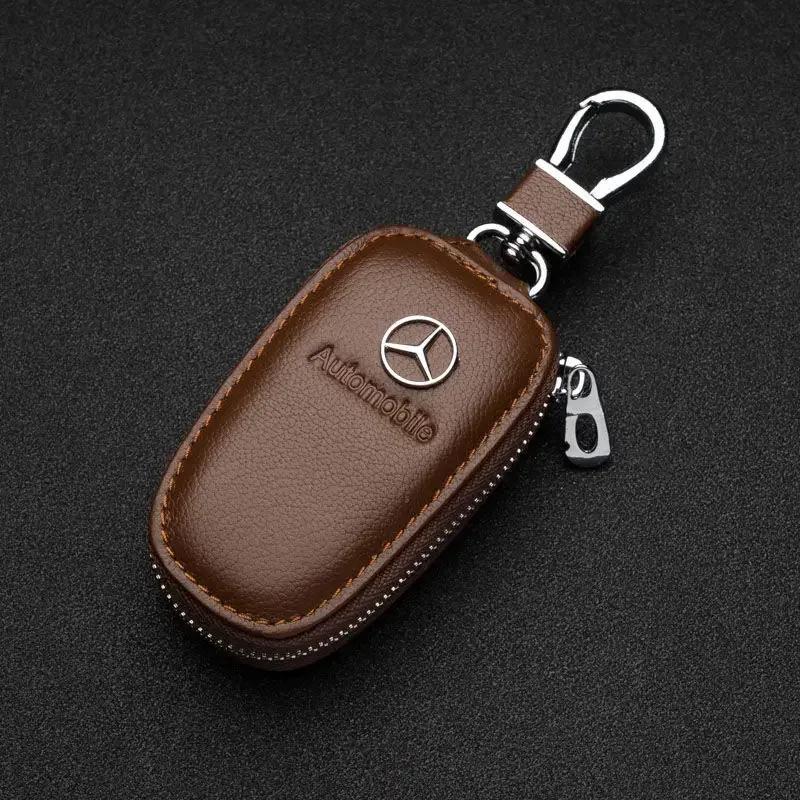 AABHZ1 Car Key Bag for Mercedes Benz Leather Keychain Protective Storage Case W212 CLA SEL SL SLK S W210 W203 W204 W210 W211 hub cap