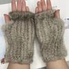 Winter Gloves for Women Natural Mink Fur Knitted Fingerless Solid Warm Elastic Gloves