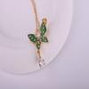 Fashionable and Sophisticated Green Pearl Butterfly Teardrop Necklace for Women, Elegant and Versatile Titanium Steel Collarbone