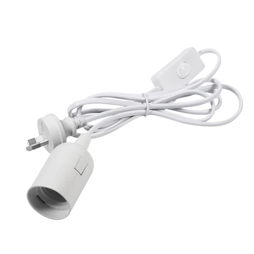 

E27 Hanging Pendant Light Fixture Lamp Bulb Socket Holder Cord with Switch (White) White