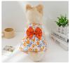 Dog Princess Dress Print Summer with Bowknot Button Sweet Cute Puppy Cat Skirt Thin Pets Wedding Party Chihuahua Clothes