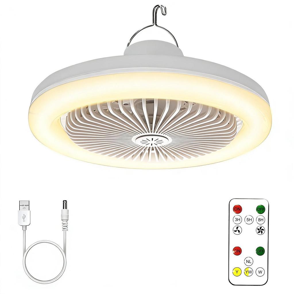 Portable Rechargeable LED Camping Fan Light for Outdoor and Household Use