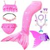 Cauda de Sereia para Nadar Fantasia de Halloween para Meninas Cosplay Roupa de Banho Bikini de Praia Fantasia Pode Adicionar Nadadeira Monofin Presentes de Festa de Aniversário