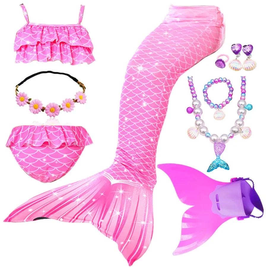 Plavecký ocas mořské panny Dívčí Halloweenský kostým Cosplay Plavky Fantasy Plážové bikiny Lze přidat Monoploutev Fin Dárky k narozeninové oslavě