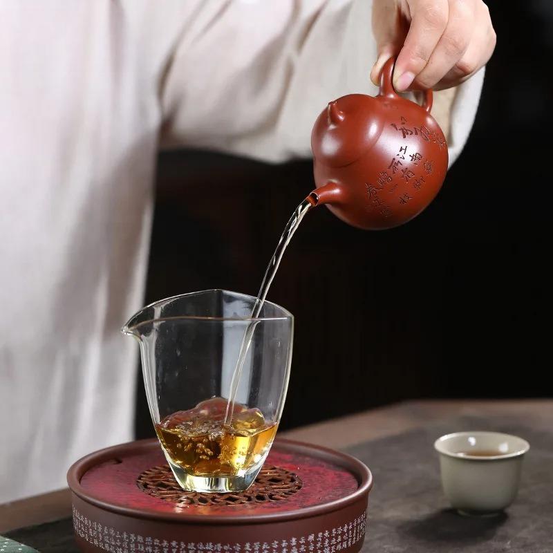 150ml Creative Yixing Purple Clay Teapots Handmade Eggplant Pot Raw Ore Red Leather Dragon Mud Kettle With Strainer Zisha Teaset