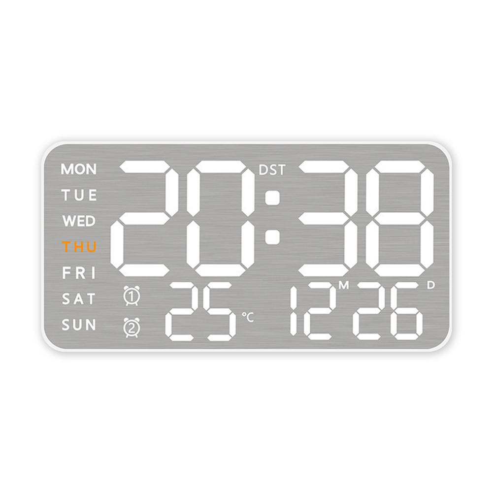 For Bedroom For Home Brushed Clock Digital Wall Clock Home Decor 21.5*11 Cm Temperature Display 12 24 Hours Format