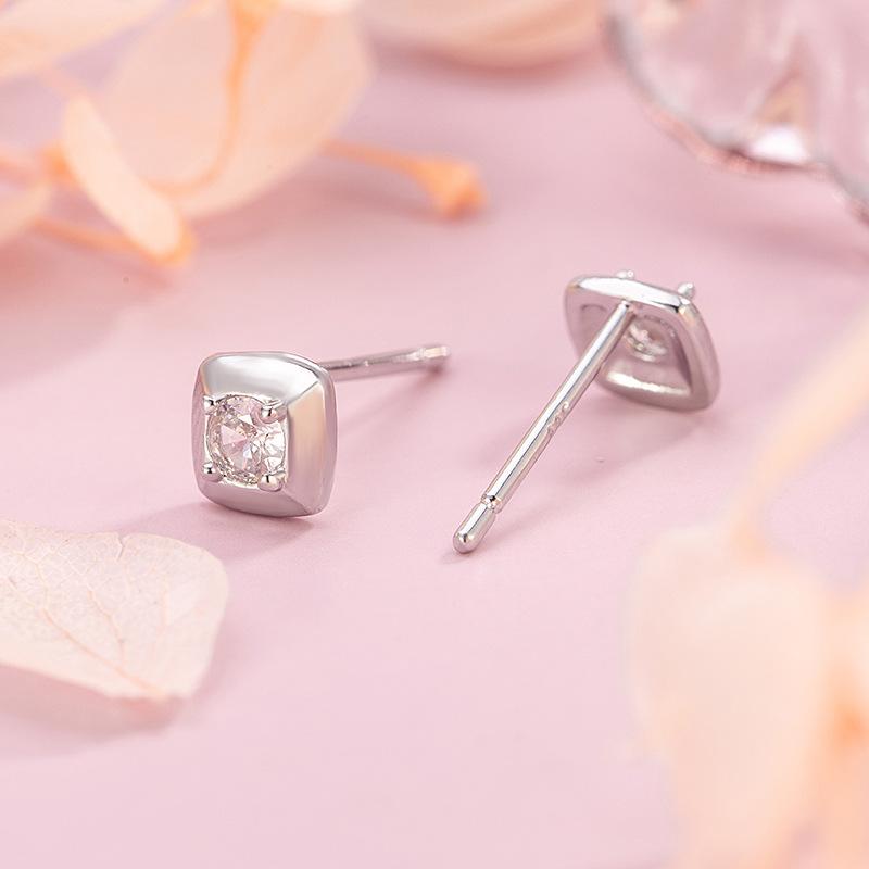 925 Sterling Silber Schmuck Kristall Quadrat Geometrisch Steckerohrringe für Damen Hochzeitsparty Schmuck Für Mädchen Freundin Geschenk