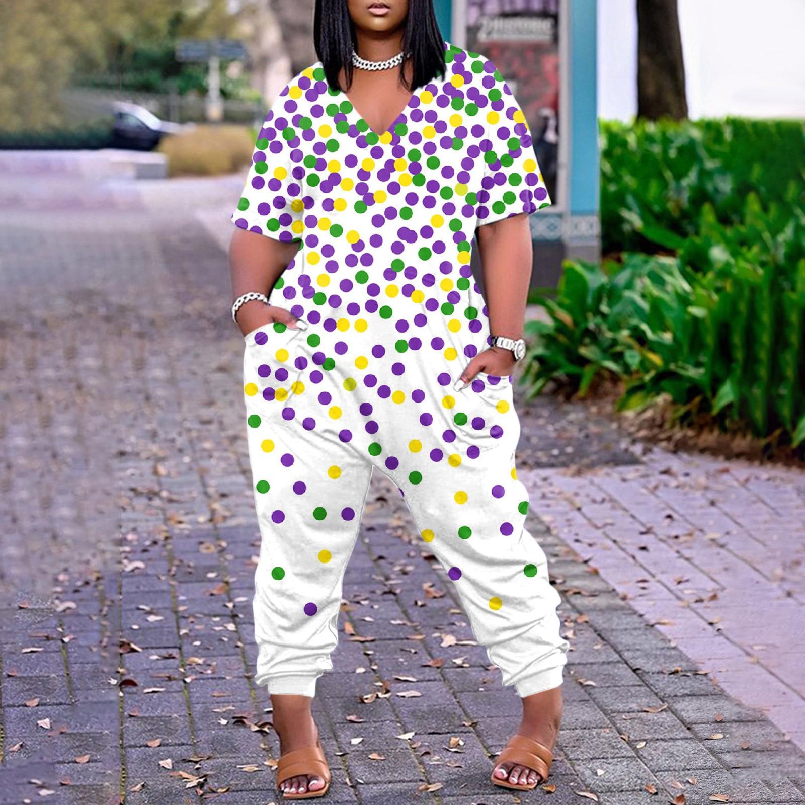 

Жіночий комбінезон з коротким рукавом, повсякденний вільний, мішкуватий комбінезон, зручні комбінезони з V-подібним вирізом і кишенями XL небо синє кольору