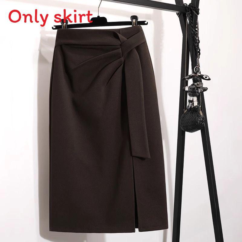 High Waist Slimming Asymmetrical Skirt With Slit For Office And Casual Wear