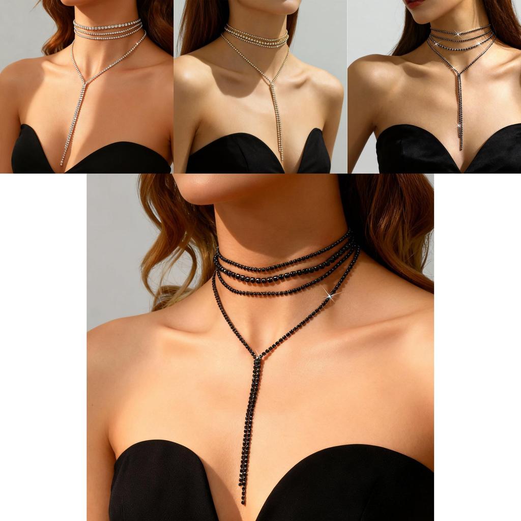 Geometric Pendant Necklace For Women With Sparkling Crystals And Multilayer Design For Fashionable Look