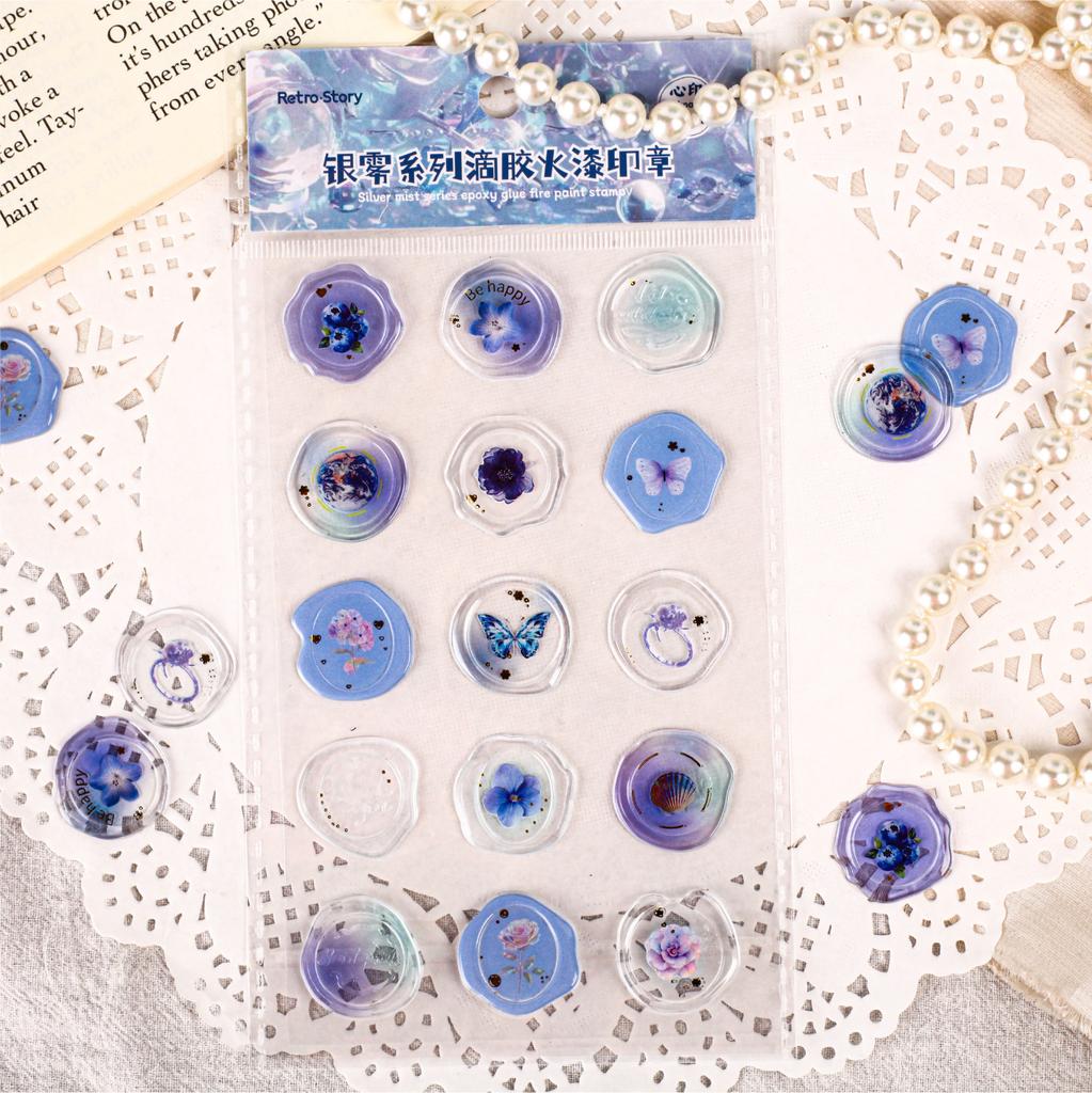 18pcs/20pcs Bag Wax Seals Stamp Sticker for Kid Vintage European Style Candy Color Sticker for Children DIY Decroative Scrapbook