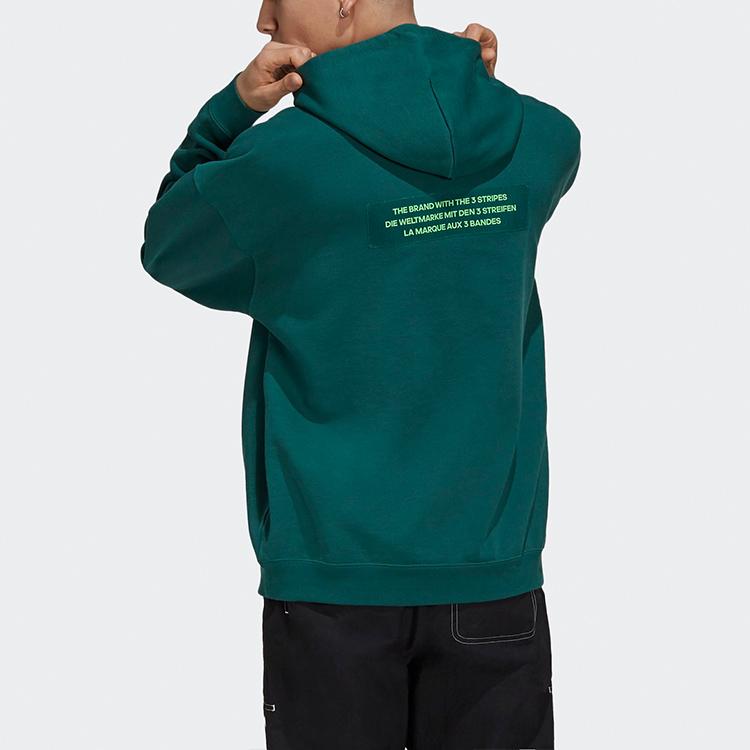Adidas Originals Big Trefoil Hoodie With Contrast Logo Men Hoodies Forest-Green H09351