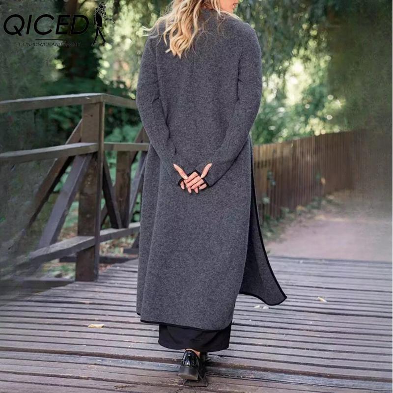 QICED Damenmode Frühling Herbst Einfarbig Druck Kurzarm Langarm Hohe Taille Freizeitkleider