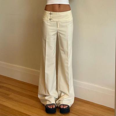Y2K Vintage Baggy Flare Pant Women Fashion Streetwear Casual Wide Leg Trousers Streetwear Pantalones