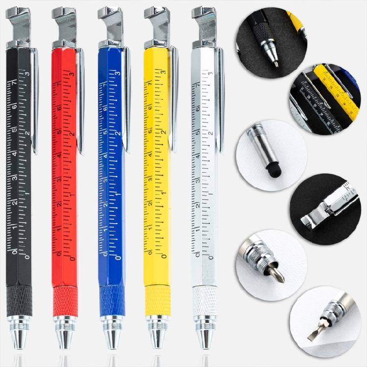 Multipurpose 7 In 1 Engineer Pen Writing Instrument With Sensitive Stylus Measurement Marks And Double Head Screwdriver