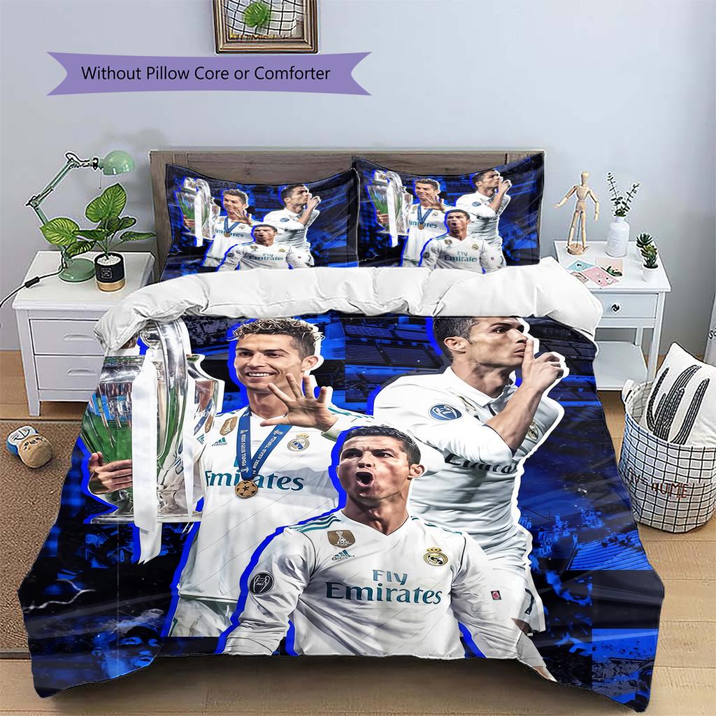 Madrid players Pattern Bedding Home Decoration Birthday Gift (1 * duvet cover + 2 * pillowcase, without core)