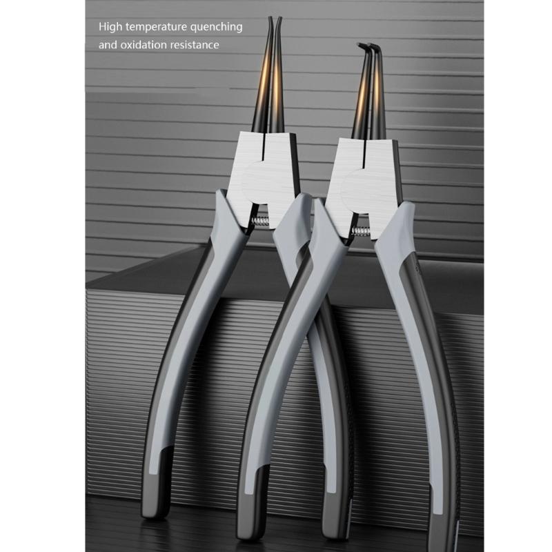Professional 4Piece Snap Rings Pliers Set for Internal & External Rings, High Carbon Steel with Comfortable Grip Handle