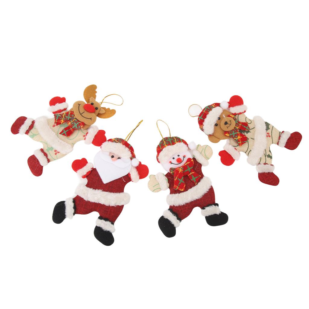 4PCS Adornos para Árbol de Navidad Tela de Algodón Colgante de Muñeca Linda Decoraciones Colgantes de Navidad para Niños