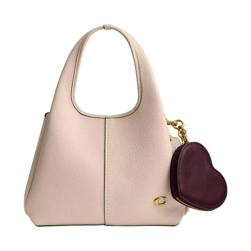 Coach Heart 10 Heart-shaped Design Zipper Closure Leather Coin Purse Women's Plum Red Plum Red