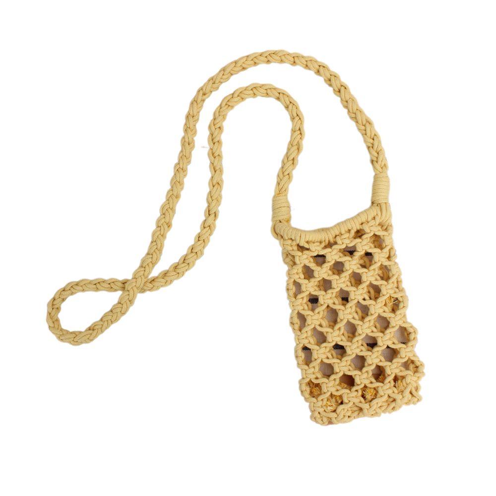 

Color Ladies Braided Shoulder Handbag Woven Mobile Phone Bags Weave Handbags Crossbody Phone Bag жёлтый
