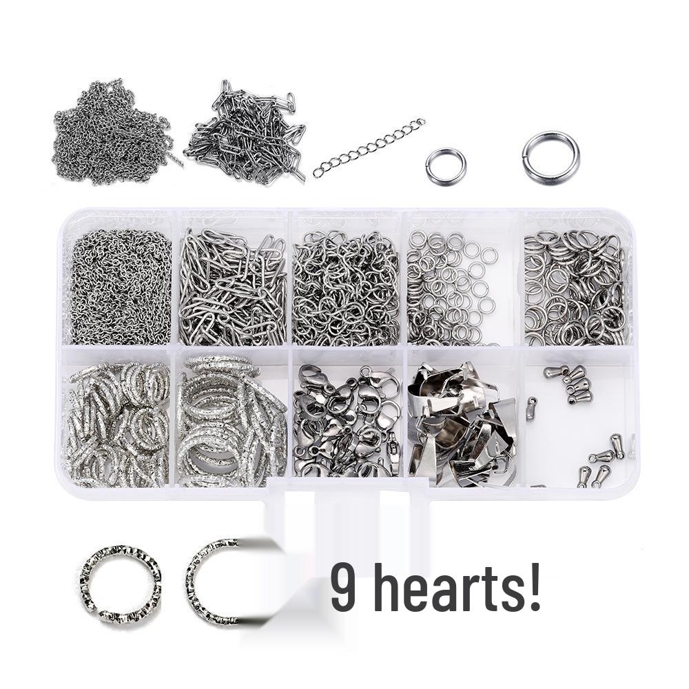 DIY Jewelry Accessories Set: Stainless Steel Lobster Clasps, Bag Buckles, Single Loop Beads, 6-Grid & 8-Grid Boxed & Bagged.