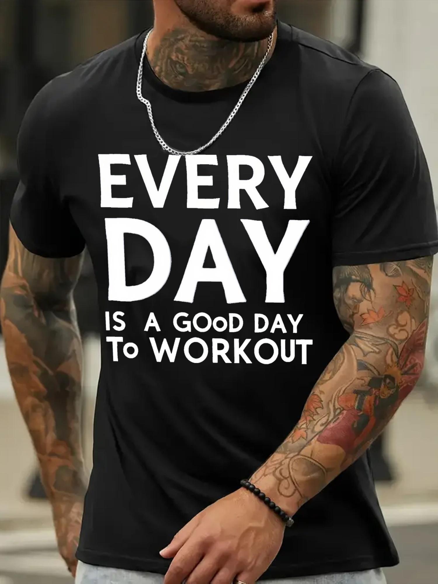 Navy Blue  Every Day Is a Good Day to Workout  Graphic T-shirt - Cotton Blend XXL