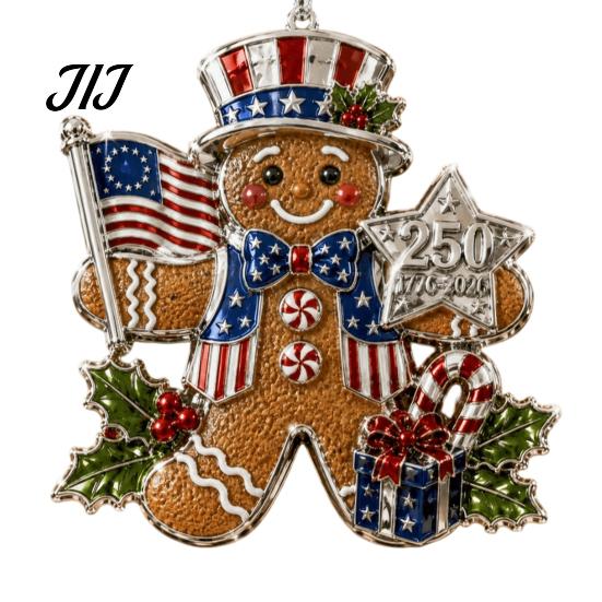 Car Rear View Mirror Accessories 250th Anniversary Christmas Ornament, Acrylic Patriotic Hanging Decor USA Gifts with Eagle Santa Liberty Bell,