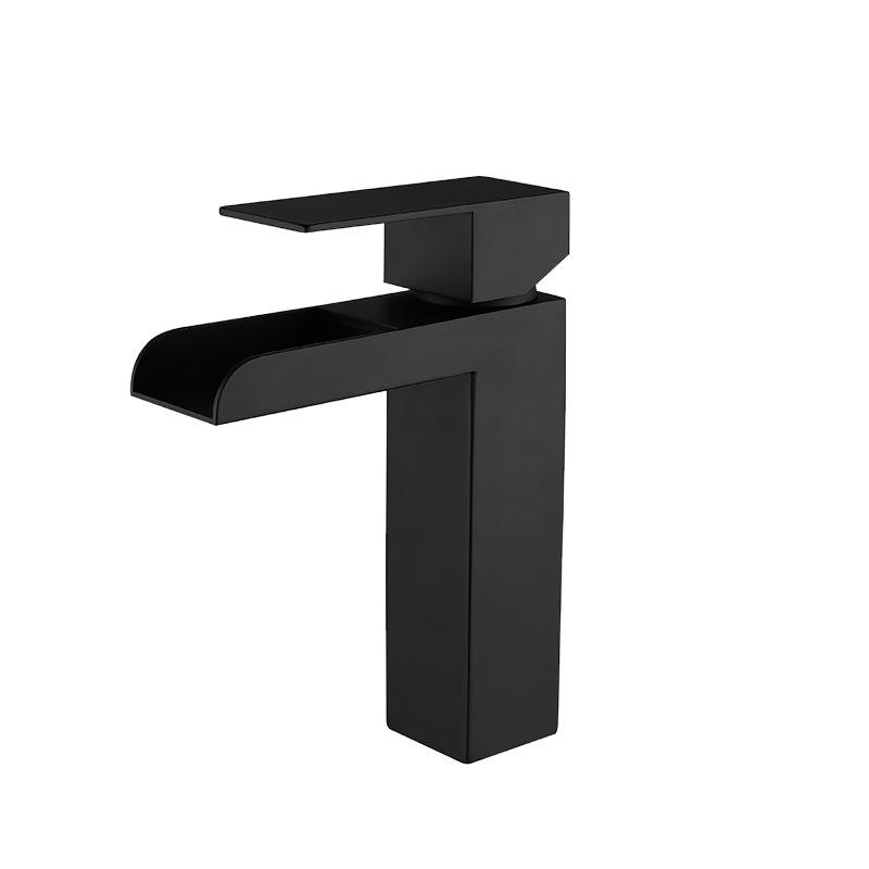 Schwarz/Nickel Badezimmer Wasserfall Waschbecken Armatur 304 Edelstahl Tischmontage Einhebel Warm Kalt Mischbatterie Einhebel