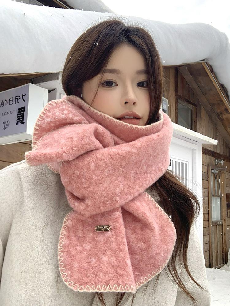 Autumn Winter Pink Scarf Women Soft Warm Scarf Korean Fashion Solid Color Wrap Shawl Lady Mujer Casual Sweet Preppy Style New