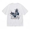 Women's Trend Classic T-Shirt Watercolor Butterfly with Handwritten Motto Tee