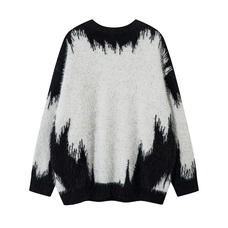 Unisex Oversized Cozy Knit Sweater With Faux Mink Texture Streetwear Style Winter Warm Pullover Youth
