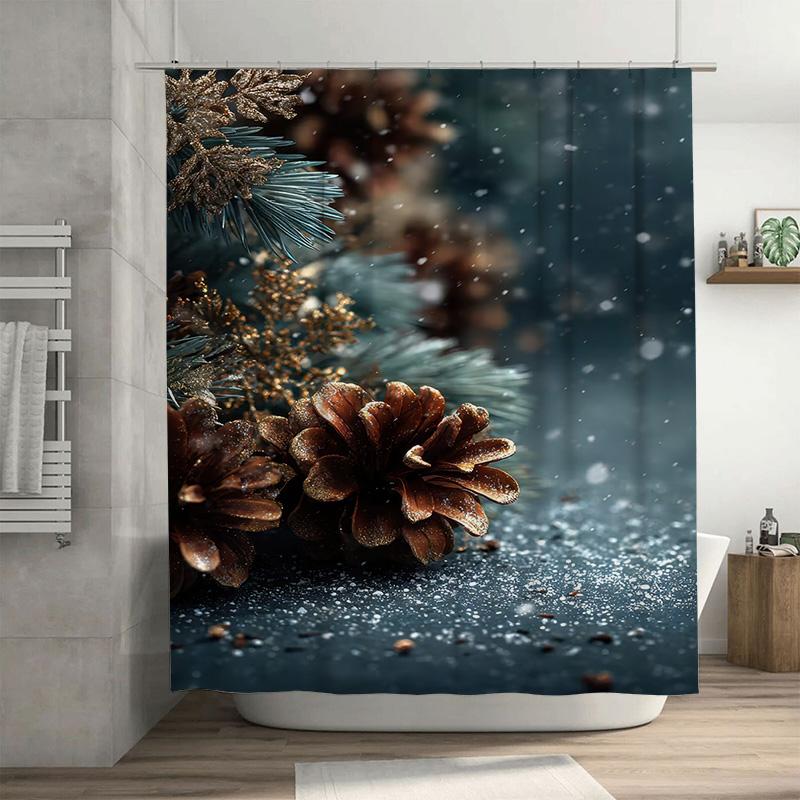 

Tuniu Nature Pine Cone Forest Shower Curtain Woodland Wildlife Trees Pattern Bathroom Decor W60H190(CM)-1 Pcs
