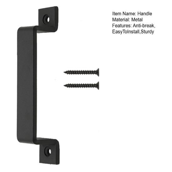 Χερούλι Συρόμενης Πόρτας Διπλών Τρυπών με Βίδες Ισχυρή Φορτίο Αντοχής Μαύρο Ματ Μεταλλικό Υλικό Βαρέως Τύπου Ξύλινη Πόρτα Πύλης Πόμολο Έλξης Σπίτι