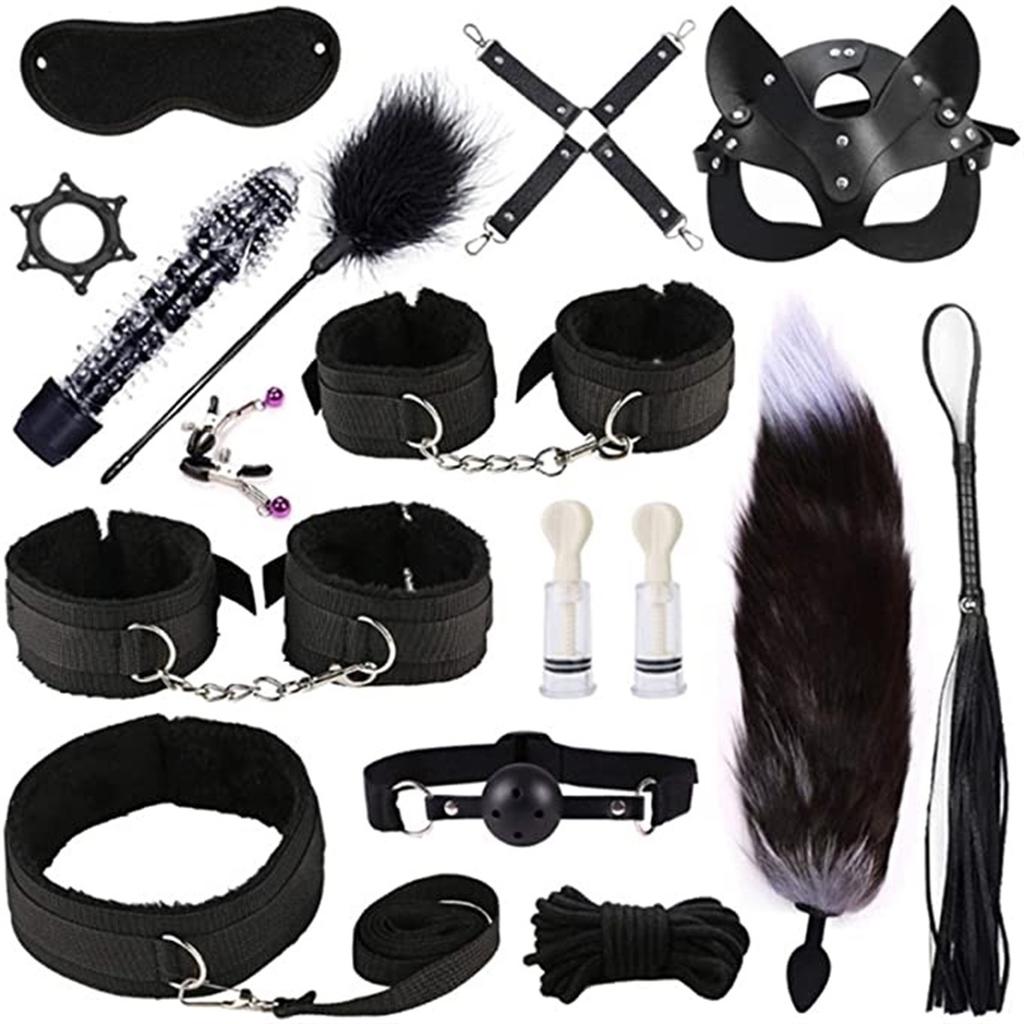 Sex Games Whip Gag Nipple Clamps Sex Toys For Couples Exotic Accessories Sexy Leather BDSM Kits Plush Sex Bondage Set Handcuffs