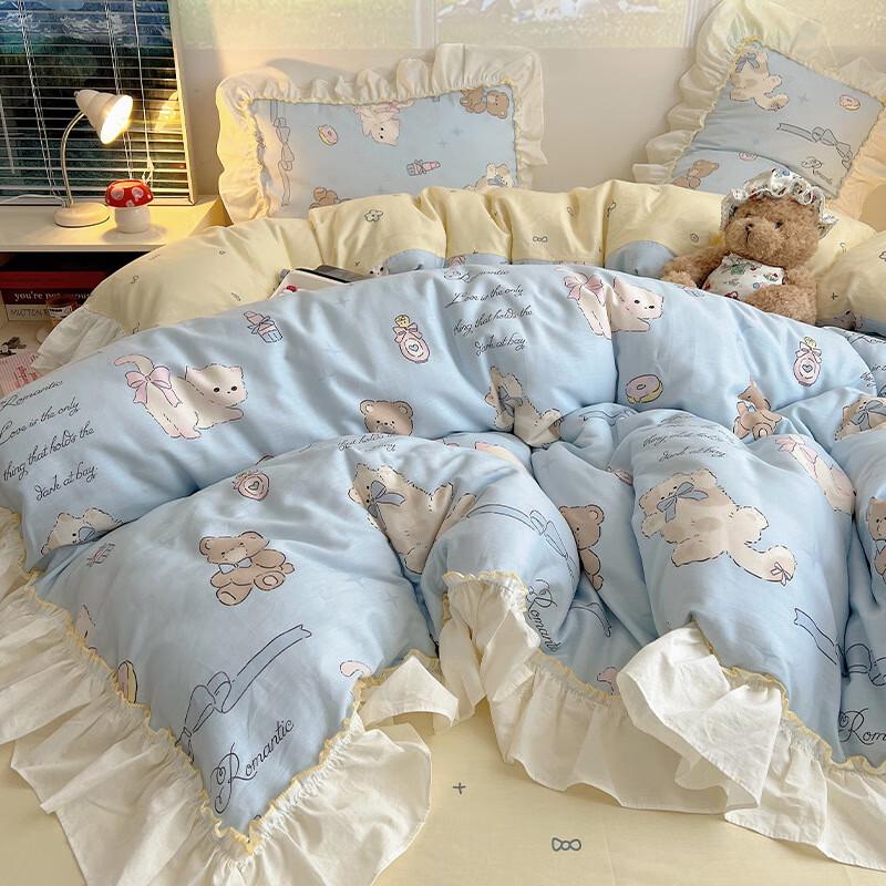 Lilang Cute Cartoon Lace Bedding Set