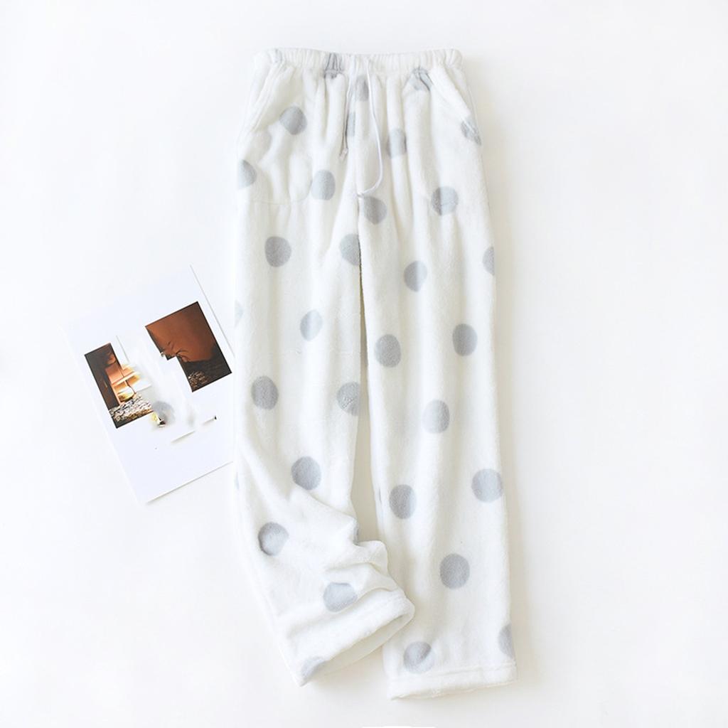 Women's Thermal Fleece Pockets Pajama  Warm Casual Trousers Home Pants