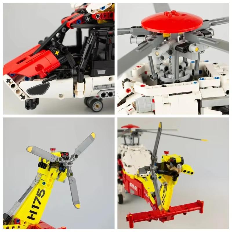 2001 PEZZI Elicottero di Soccorso Tecnico Blocchi da Costruzione Airbus H175 Motore Elettrico Modello da Assemblare MOC Giocattoli in Mattoncini Regalo Per Bambini Ragazzo