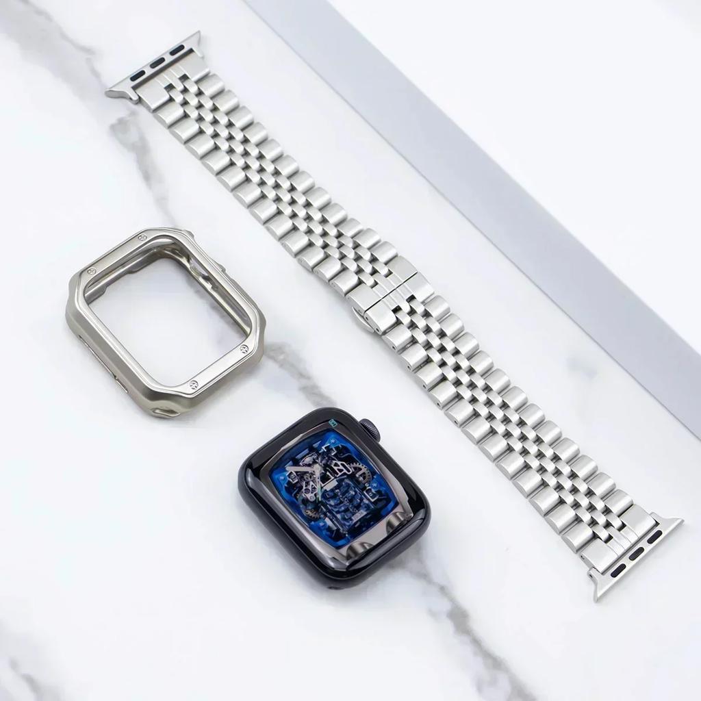 TPU Protector Case+Metal Strap For Apple Watch Ultra Band 49mm 45mm 44mm 41mm 40/38 Stainless steel Bracelet series 3 5 6 se 7 8