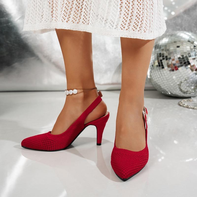 Fashion Weave Mesh Women Mid Heels Sandals Summer Cozy Pointed Toe Shoes 2025 New Trends Buckle Pumps Designer Elegant Mujer Sandalias