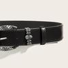 Men's Skull Buckle Waist Belt Gothic Adjustable Wide Waistband PU Leather Waist Strap for Casual Outfit and Street Wear