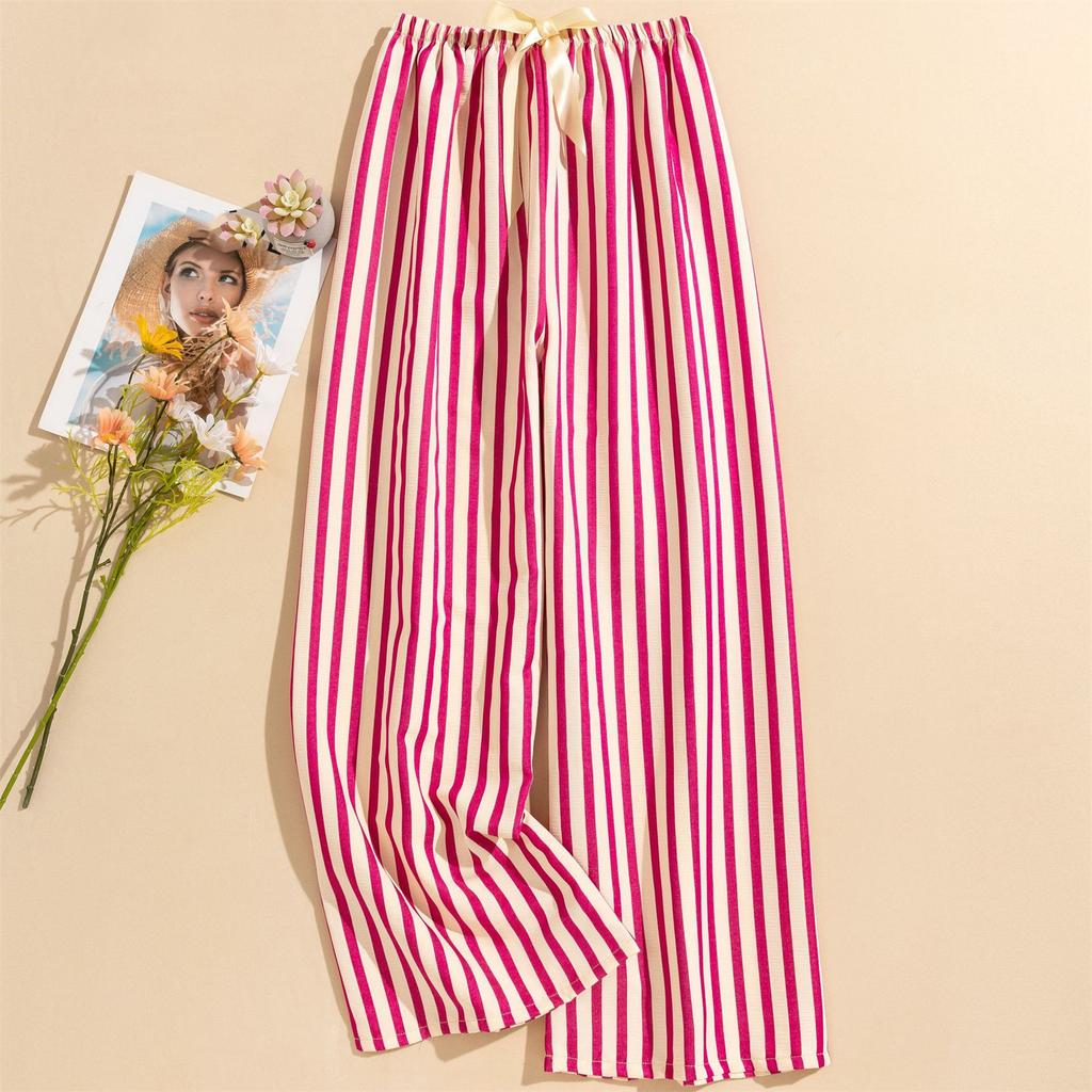 Women's Casual Fashion Sleep Pants Striped Loungewear Pants Wearable As Outerwear High-Waisted Pants
