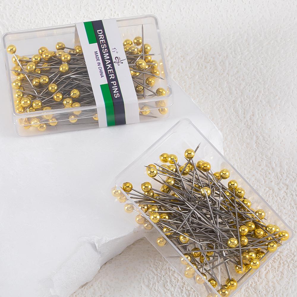 100Pcs/Box Stainless Steel Round Bead Positioning Big Head Needle Patchwork Pin Sewing Positioned DIY Sewing Tool Jewelry Making