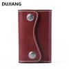 Genuine Leather Key Case & Card Holder with Snap Button - Large Capacity, Multi-Functional Vegetable Tanned Cowhide Storage Bag