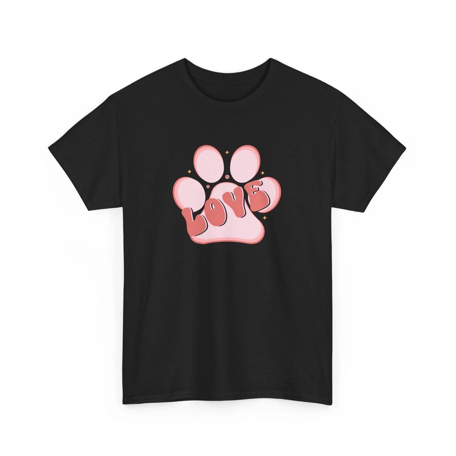 Dog Love T-Shirt – Funny Puppy Lover Paw Print Graphic Tee | Dog Shirt M