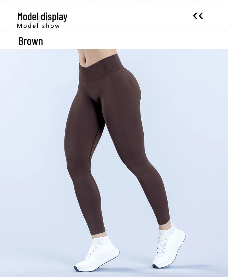 DFYNE Patchwork Crossover Waist Ruched Butt-Lifting Seamless Yoga Pants - Slimming, Low Waist, Long Leg Design