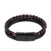 Men Bracelet Rope Stainless Steel Magnetic Natural Stone Leather Beaded Braclet Volcanic Stone bracelet bangles Chain Gift