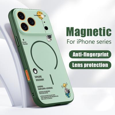 Hanging Astronaut Pattern Case For iPhone 17 Pro Max Magnetic For Magsafe Hybrid Slim Matte Cover For iPhone 16 15 14 13 Pro Max