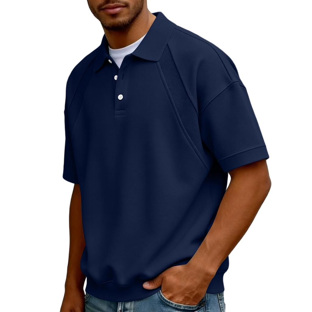 Men's  Collar Buttoned Casual Loose-fitting Pullover Short-sleeved Shirt