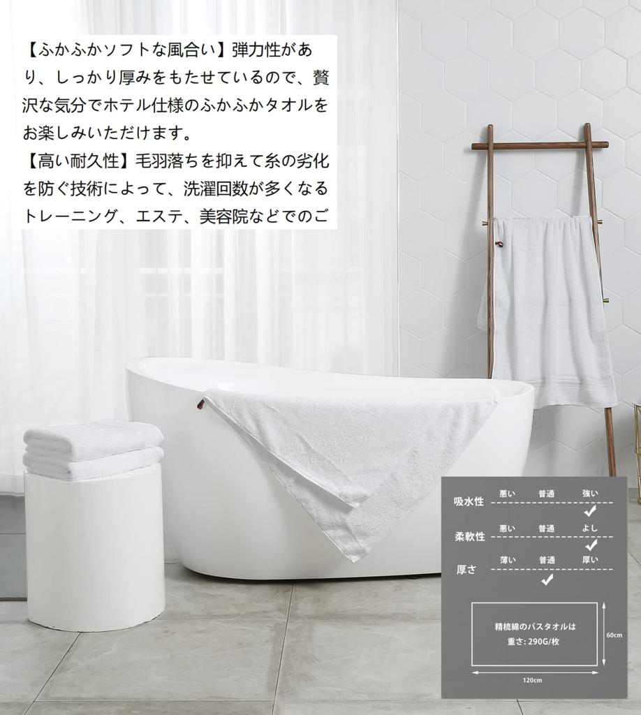 100% Cotton 4-Piece Hotel-Style Bath Towel Set, Popular Cotton Towels, Fluffy and Absorbent (Bath Towel, White)