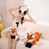 45cm-90cm Cute Simulation Foxes Plush Toy Fluffy Lying Pillow Stuffed Fox Backrest Sleeping Doll Room Decoration Birthday Gift